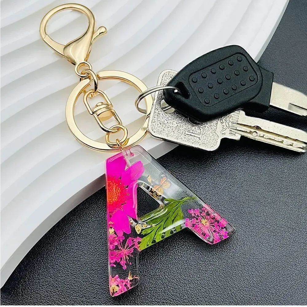 Initials Floral Keychain